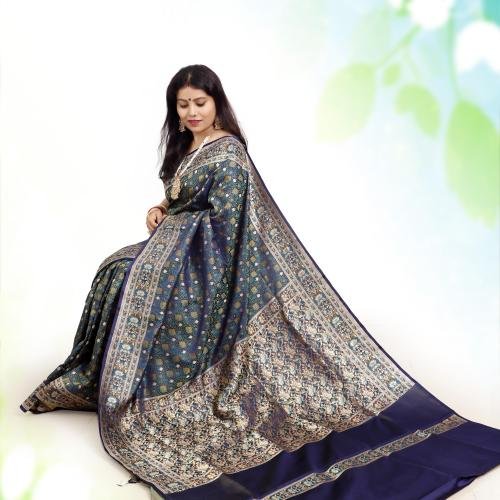 Tanchoi Jamawar Katan Banarasi Pure Silk Saree – Royal Blue