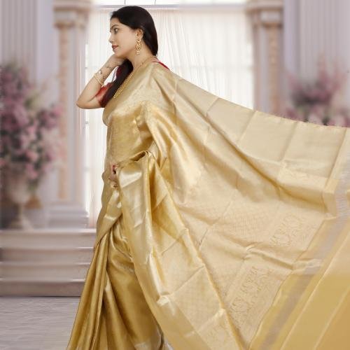 Handwoven Kanchipuram Silk Saree – Golden