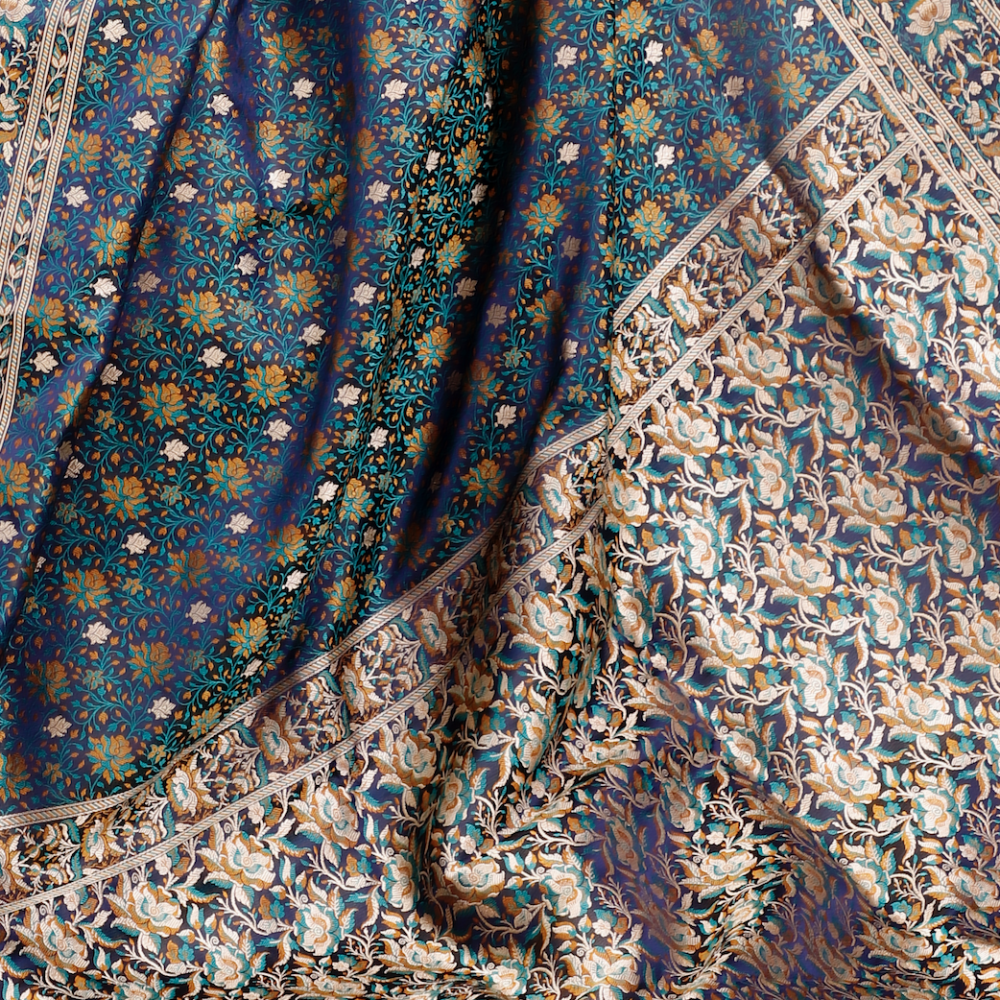 Tanchoi Jamawar Katan Banarasi Pure Silk Saree – Royal Blue