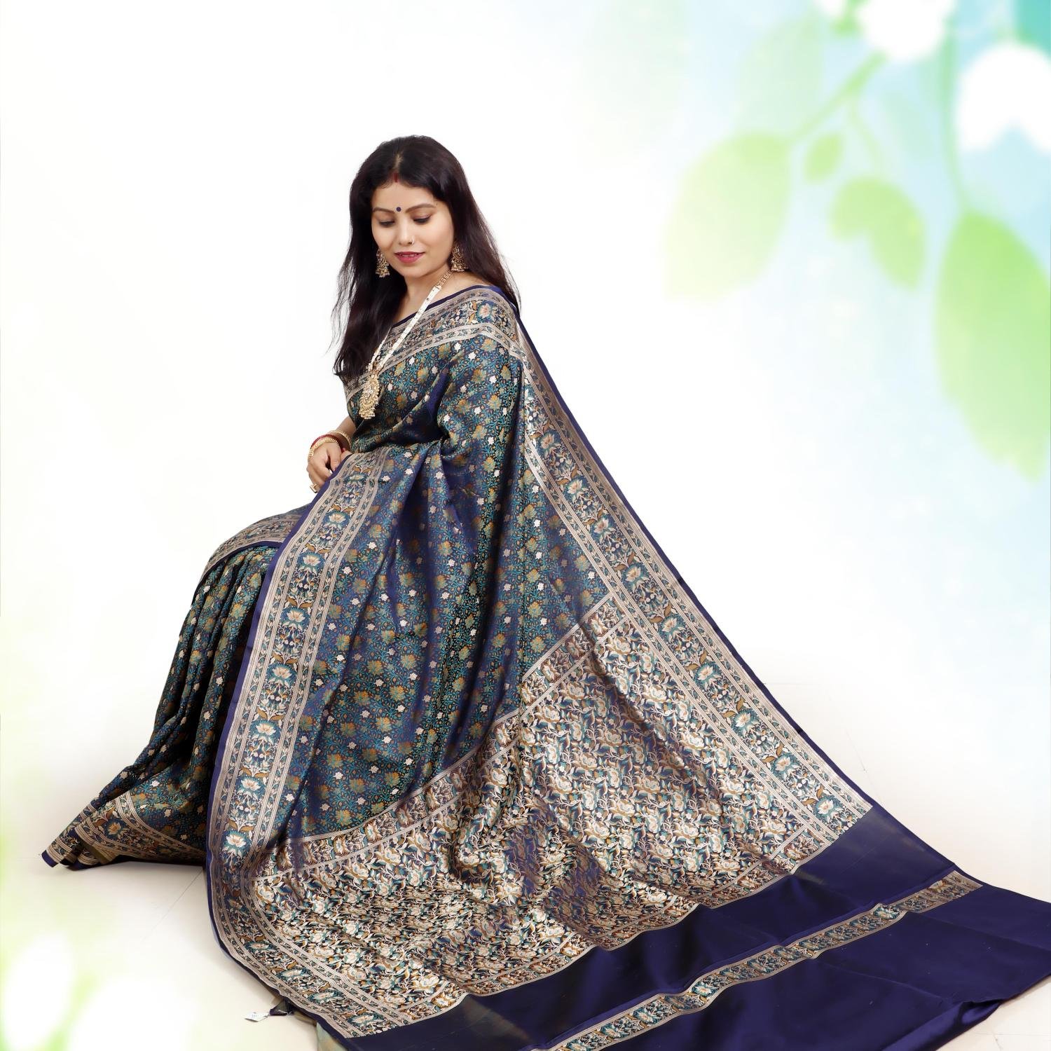 Tanchoi Jamawar Katan Banarasi Pure Silk Saree – Royal Blue