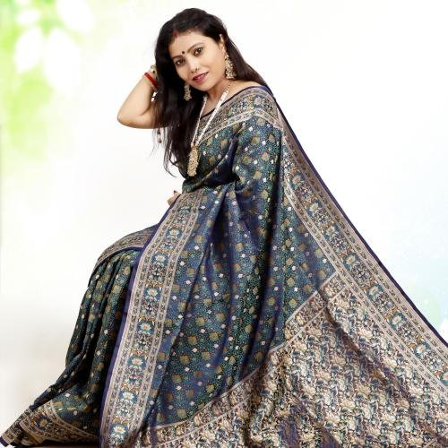 Tanchoi Jamawar Katan Banarasi Pure Silk Saree – Royal Blue