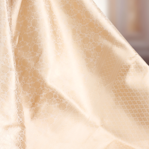 Pure Katan Silk Banarasi Brocade Handloom Saree – White & Gold